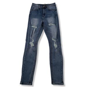 Missguided Jeans Size 2P Petite Skinny Jeans Distressed Destroyed Torn Ripped